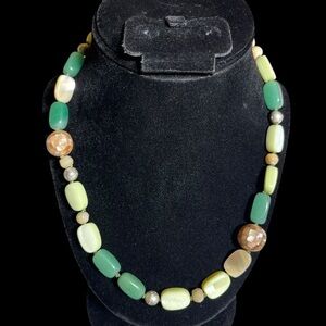 Vintage Sigrid Olsen MOP And Natural Stone Necklace Signed 18”